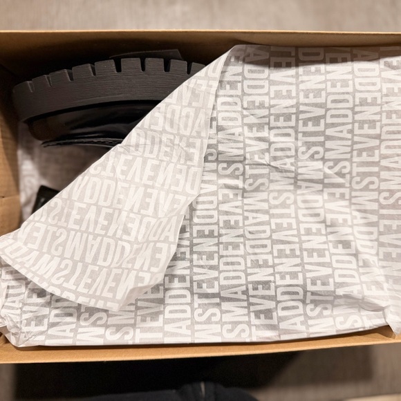 Steve Madden Glossy Black Loafers with Chunky Sole - Picture 7 of 10